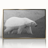 Framed wall art featuring a striking polar bear design with a gold-acrylic front, showcasing intricate details and textures, perfect for modern home decor.