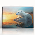 Framed wall art featuring a striking polar bear design in a black acrylic frame, showcasing intricate details and textures, perfect for wildlife enthusiasts and modern decor.