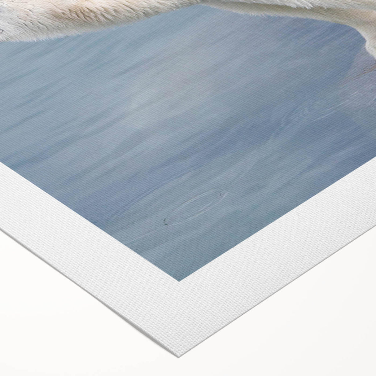 Polar bear wall art design on rolled canvas, showcasing a striking depiction of a majestic polar bear against a vibrant icy background, perfect for nature lovers and home decor enthusiasts.