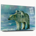 Side view of an 18-inch polar bear wall art piece made from acrylic glass, showcasing a modern design with clear pins, ideal for animal-themed decor in homes or offices.