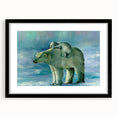 Polar bear wall art design in a sleek black frame, showcasing a majestic polar bear against a minimalist background, perfect for home decor enthusiasts.