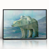 Framed wall art featuring a polar bear design in black and white, showcasing intricate details and modern aesthetic, perfect for wildlife enthusiasts and home decor.