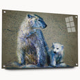 Acrylic wall art featuring a side view of a polar bear design, displaying intricate details and vivid colors, ideal for home or office decor. Perfect for animal lovers and modern art enthusiasts.
