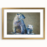 Elegant framed wall art featuring a polar bear design with a gold mat, showcasing a modern aesthetic perfect for home decor in living rooms or nurseries.