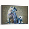 Framed wall art featuring a polar bear design on a black canvas, showcasing intricate details and textures, ideal for wildlife-themed home decor.