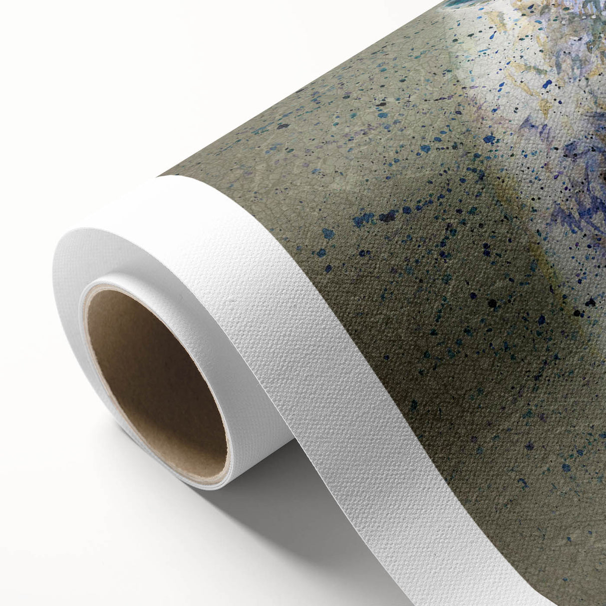 Rolled canvas artwork showcasing a striking polar bear design, featuring detailed textures and vibrant colors, perfect for nature enthusiasts and home decor.