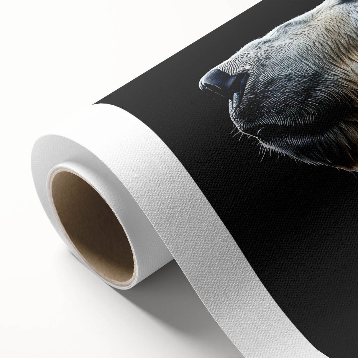 Polar bear wall art design printed on rolled canvas, showcasing a stunning depiction of a polar bear in its icy habitat, ideal for home decor and wildlife enthusiasts.