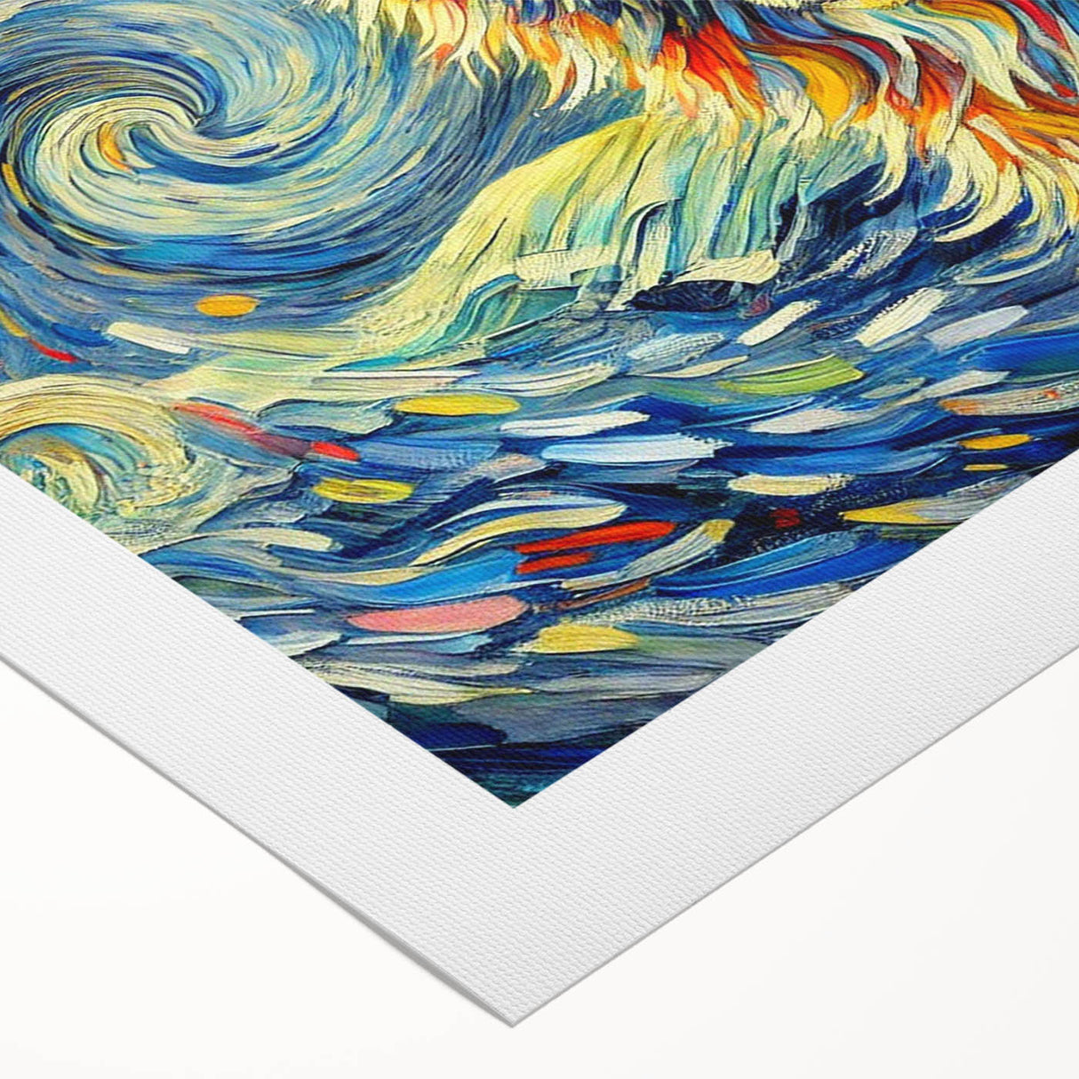 Rolled canvas artwork depicting a striking polar bear design, showcasing intricate details and vibrant colors, ideal for wildlife-themed decor and art collectors.