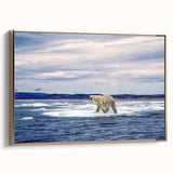 Framed canvas wall art showcasing a polar bear design in a gold frame, highlighting intricate details and textures, perfect for animal lovers and modern decor enthusiasts.