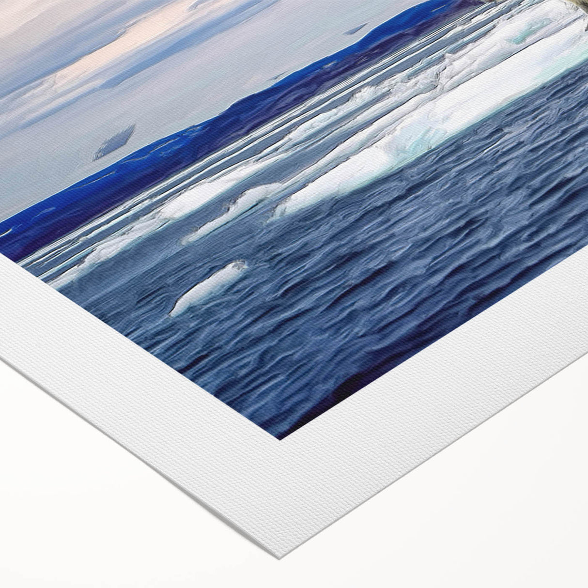 Polar bear wall art design on rolled canvas, showcasing a stunning depiction of the majestic animal in a snowy landscape. Perfect for wildlife enthusiasts and home decor.