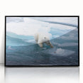 Framed wall art featuring a polar bear design, highlighted with a black frame and acrylic finish, perfect for enhancing modern home decor and wildlife themes.