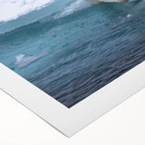 Polar bear-themed wall art on rolled canvas, showcasing a vibrant design with icy blue tones and intricate details, perfect for animal lovers and home decor.