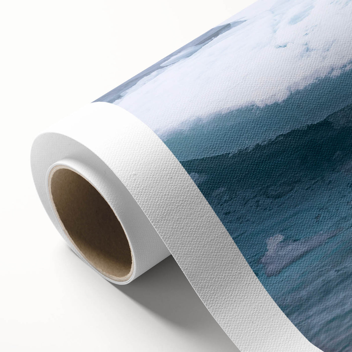 Polar bear wall art design on rolled canvas, showcasing a vibrant and detailed illustration of a polar bear against a serene icy background, ideal for wildlife enthusiasts.