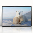 Framed polar bear wall art featuring a striking black acrylic front, showcasing a minimalist design perfect for modern decor. Ideal for wildlife enthusiasts and eco-friendly interiors.