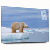Polar bear wall art collection showcasing a side view of a sleek acrylic glass design, emphasizing the intricate details and vibrant colors, perfect for animal lovers.