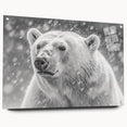 Acrylic glass wall art collection showcasing a polar bear design, viewed from the side with visible pins, perfect for modern home decor. Ideal for animal lovers and nature enthusiasts.