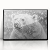 Framed polar bear wall art featuring a sleek black frame and vibrant acrylic design, perfect for adding a touch of nature-inspired decor to any room.