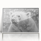 Framed acrylic wall art featuring a polar bear design, showcasing intricate details against a white backdrop, perfect for enhancing modern home decor.