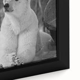 Close-up of a framed canvas wall art piece showcasing a detailed polar bear design, featuring vibrant colors and intricate textures, perfect for wildlife enthusiasts.