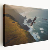 Stretched canvas wall art depicting a vibrant birds of prey design, showcasing intricate details and bold colors, perfect for adding character to any space.