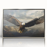 Framed wall art featuring a striking design of birds, showcasing vibrant colors and intricate details, presented in a sleek silver acrylic frame, perfect for modern decor.