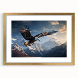 Elegant framed wall art featuring a gold mat and a captivating bird design, perfect for home decor, showcasing vibrant colors and intricate details. Ideal for bird lovers and art enthusiasts, this piece adds a stylish touch to any room.