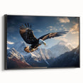 Framed canvas wall art showcasing a striking birds of prey design in vibrant colors, viewed from the black side, perfect for nature enthusiasts' decor.