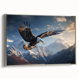 Framed canvas wall art showcasing a stunning design of birds, featuring a silver frame and intricate details, perfect for enhancing modern decor in any space.