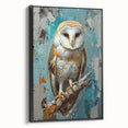 Framed wall art featuring a striking design of birds, showcasing vibrant colors and intricate details, presented in a sleek black frame, ideal for home decor.