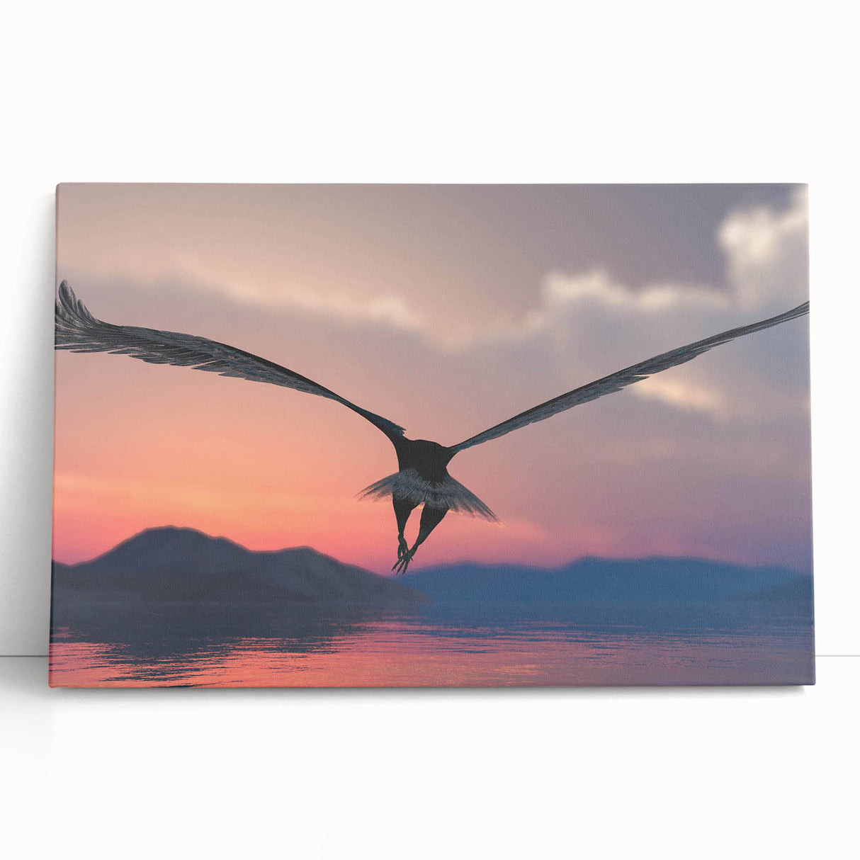 Graceful Birds of Prey Wall Art – Soaring Eagle at Sunset Canvas Print