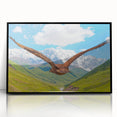 Framed wall art featuring a collection of birds in flight, showcasing vibrant colors and intricate details, set against a sleek black frame, perfect for home decor.