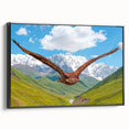 Framed canvas wall art from the Birds of Pray collection, showcasing intricate bird designs in vibrant colors, with a sleek black frame emphasizing its elegance. Perfect for enhancing modern home decor or bird-themed interiors.