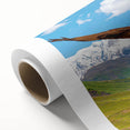 Colorful rolled canvas artwork showcasing a vibrant design of various birds, ideal for home decor, packaged securely in a durable cardboard tube for protection.
