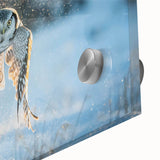 Close-up of a vibrant acrylic glass wall art piece showcasing a detailed design of various birds, perfect for enhancing modern decor with colorful nature themes.