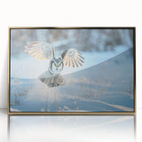 Framed wall art featuring a striking bird of prey design with a gold-acrylic finish, perfect for modern home decor. Ideal for nature lovers and art enthusiasts.