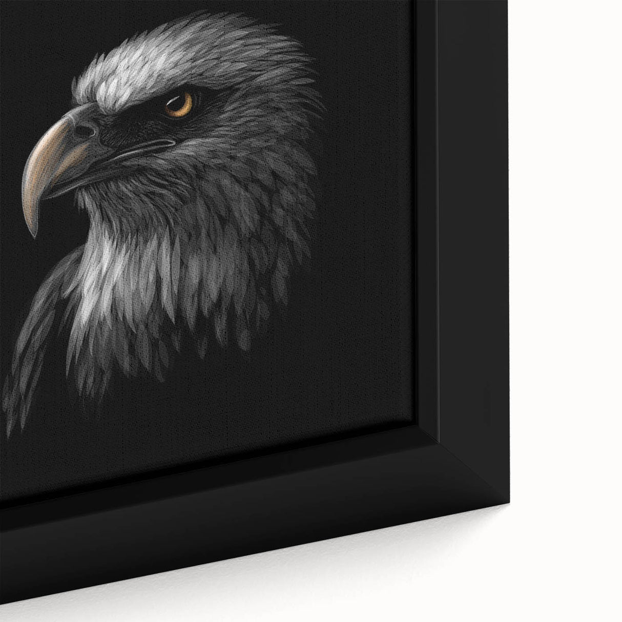 Close-up of a framed canvas wall art piece showcasing a vibrant bird design in rich colors, perfect for enhancing modern home decor or art collections.