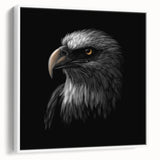 Framed wall art showcasing a vibrant bird design in a contemporary style, featuring a white frame and a sleek side profile, ideal for modern home decor.