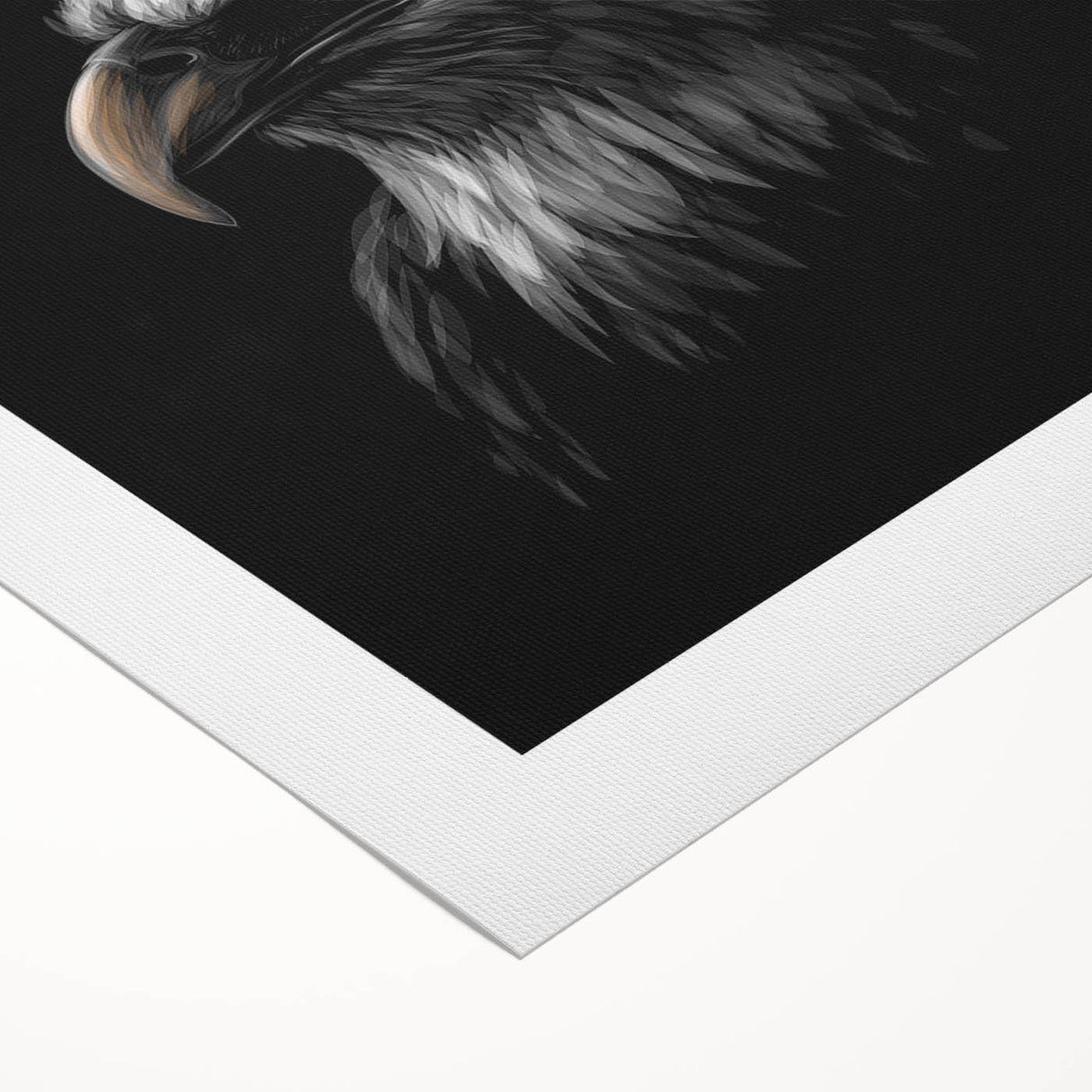 Colorful rolled canvas art print showcasing a vibrant birds of prey design, featuring intricate details and textures, ideal for home decor or art enthusiasts.