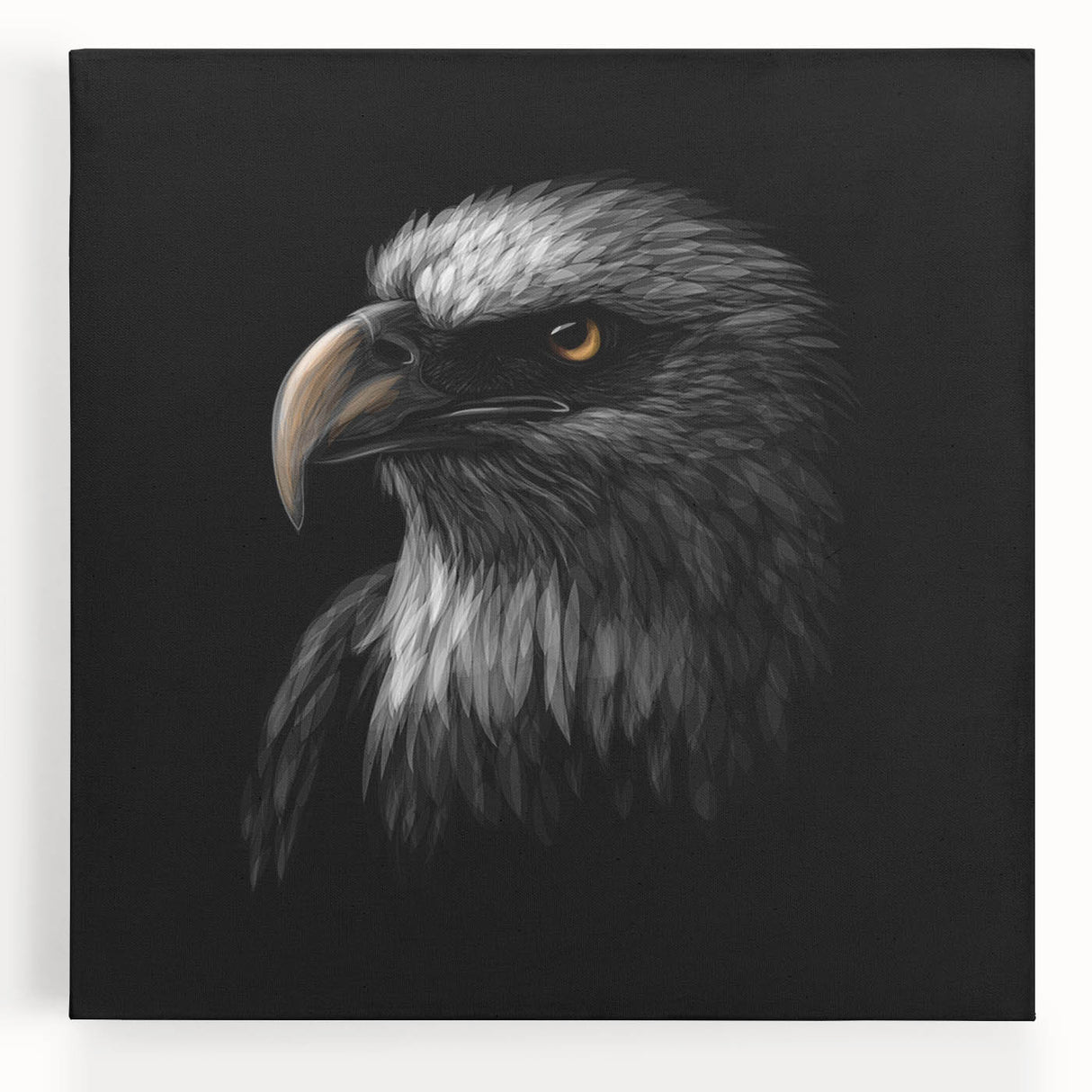 Stretched canvas wall art featuring a vibrant birds of prey design in rich colors, perfect for adding a dramatic focal point to any contemporary decor.
