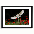 Black-framed wall art featuring a striking design of birds of prey, showcasing intricate details and bold colors, perfect for enhancing any living space or office decor.
