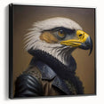Framed canvas wall art showcasing a striking birds of prey design in black, highlighting intricate details and textures, perfect for enhancing modern home decor.