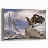 Framed wall art featuring a stunning design of birds of prey, showcased in a sleek silver frame, perfect for enhancing home decor with a nature-inspired touch.