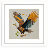 Framed wall art featuring a detailed design of various birds, elegantly displayed with a white mat and frame, perfect for enhancing modern home decor.