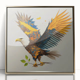 Framed acrylic wall art featuring a stunning collection of birds of prey design, showcased with a gold frame against a white background, perfect for enhancing home decor.