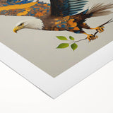 Rolled canvas print showcasing a vibrant birds of prey design, featuring intricate details and rich colors, ideal for enhancing home decor and bird art collections.