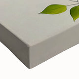 Close-up of a vibrant stretched canvas featuring a colorful bird design from the "Birds of Pray" wall art collection, showcasing intricate details and textures, perfect for enhancing modern interiors.