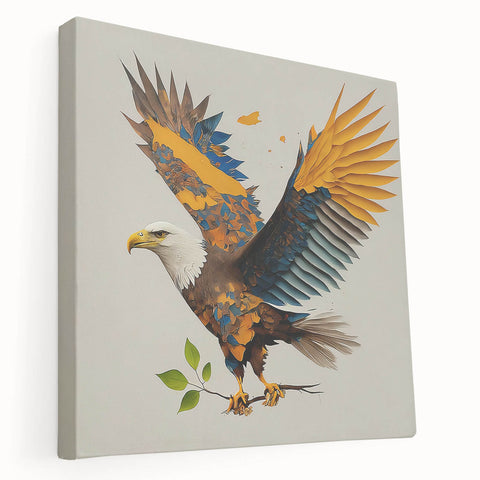 Stretched canvas wall art featuring a vibrant collection of birds, showcasing intricate designs and colors, perfect for enhancing home decor and artistic spaces.