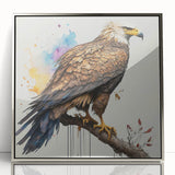 Framed wall art featuring a captivating birds of prey design, showcasing intricate details in silver accents, ideal for enhancing modern decor.