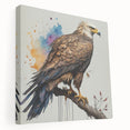Vibrant stretched canvas wall art featuring a stunning birds of prey design in rich colors, showcasing intricate details and textures, perfect for home decor.
