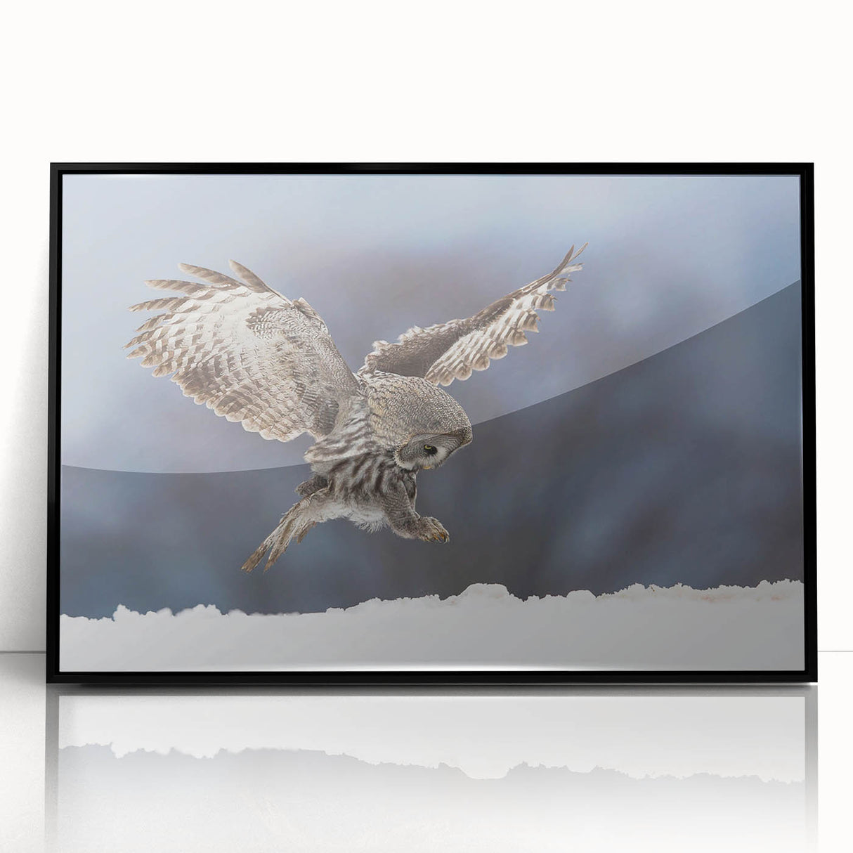Framed wall art featuring a collection of stylized bird designs in vibrant colors, displayed in a sleek black frame, ideal for modern home decor.